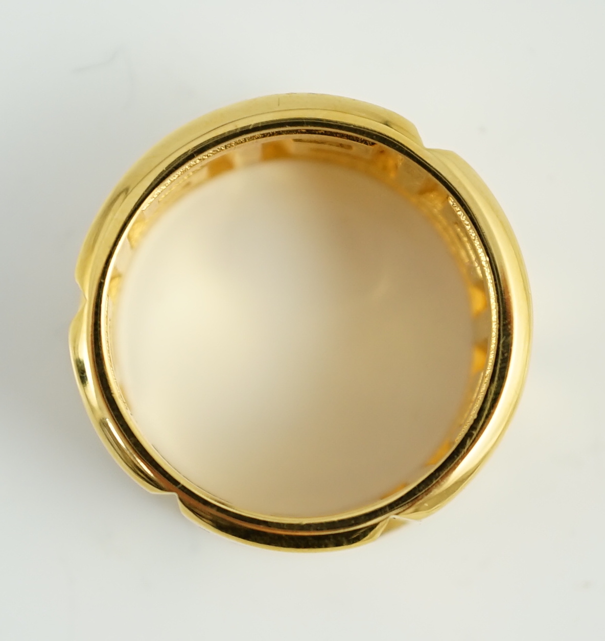 A Versace Greca gentleman's gold plated ring Size X